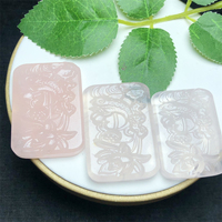 3PCS Natural Rose Quartz Lotus Fish Pendant Gemstone Carved Figurine Gift Fashion Jewelry For Women Gift 14MM