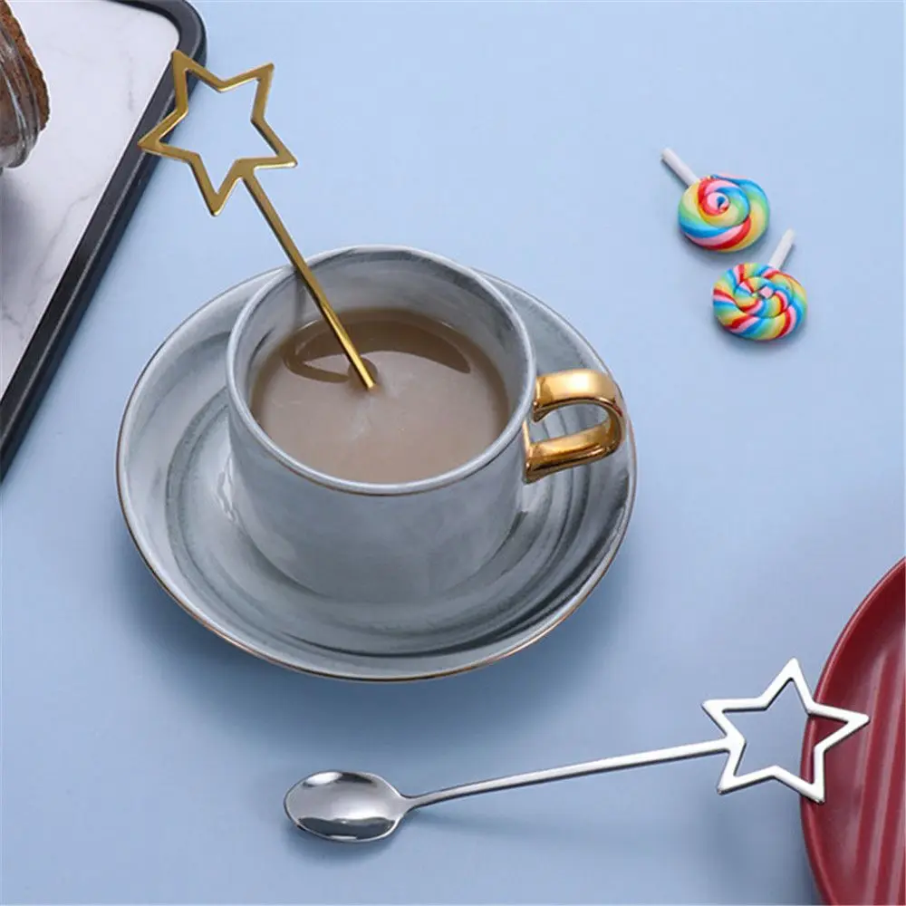 New Dessert Scoop Ice Spoon Star Coffee Spoon Stainless Steel Milk Tea Stirrer