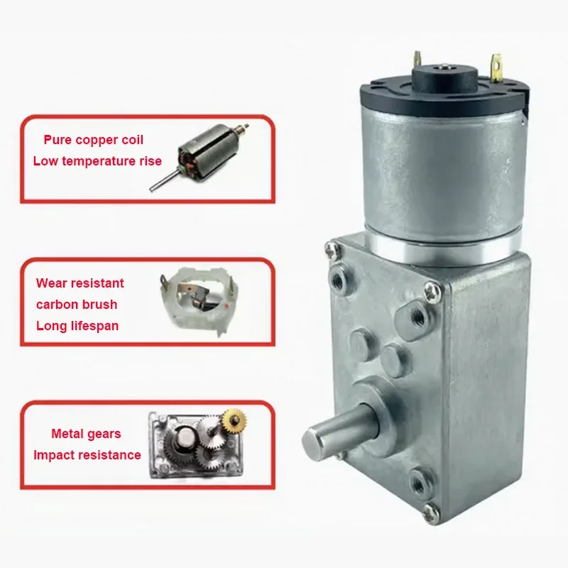 22.5KG 4058GW 536R Turbine Worm DC Reduction Motor 12V24V Right Angle High Torque Motor Adjustable Speed Self locking