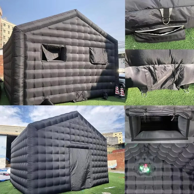 Portable Large Party Tent House Black LED Light Disco Bar Inflatable Cube Tent Inflatable Nightclub Inflatable Marquee