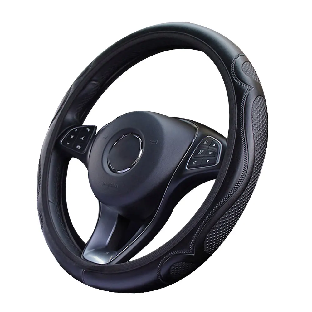 New Car Steering Wheel Cover Artificial Leather Elastic Skidproof Auto Steering- Wheel Embossing Leather Over Car-styling OBD2