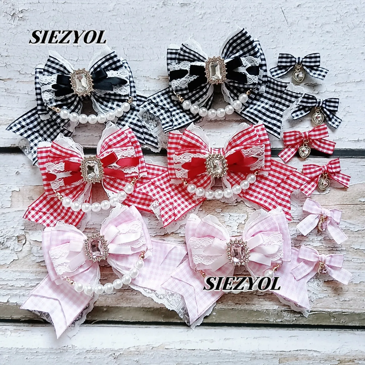 

Original Sweet Plaid Lace Hair Accessories Japanese Style Diamond Bows Mass-produced Headwear Hairpin Hair Clip for Women
