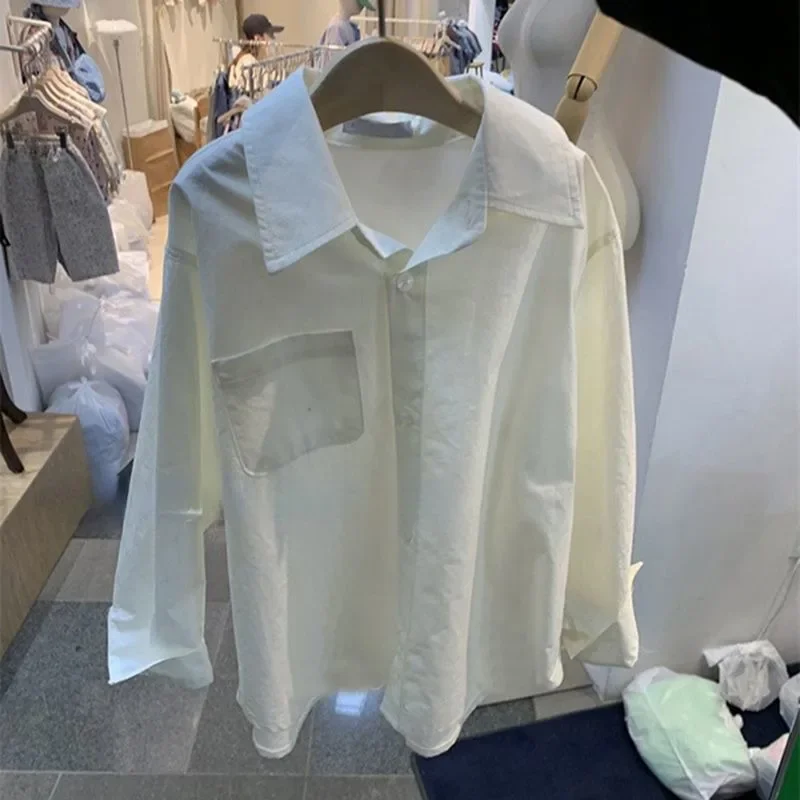 Children\'s Solid Colour Lapel Shirt Korean Spring and Autumn Boys and Girls Long-sleeved Fashionable Versatile Shirt