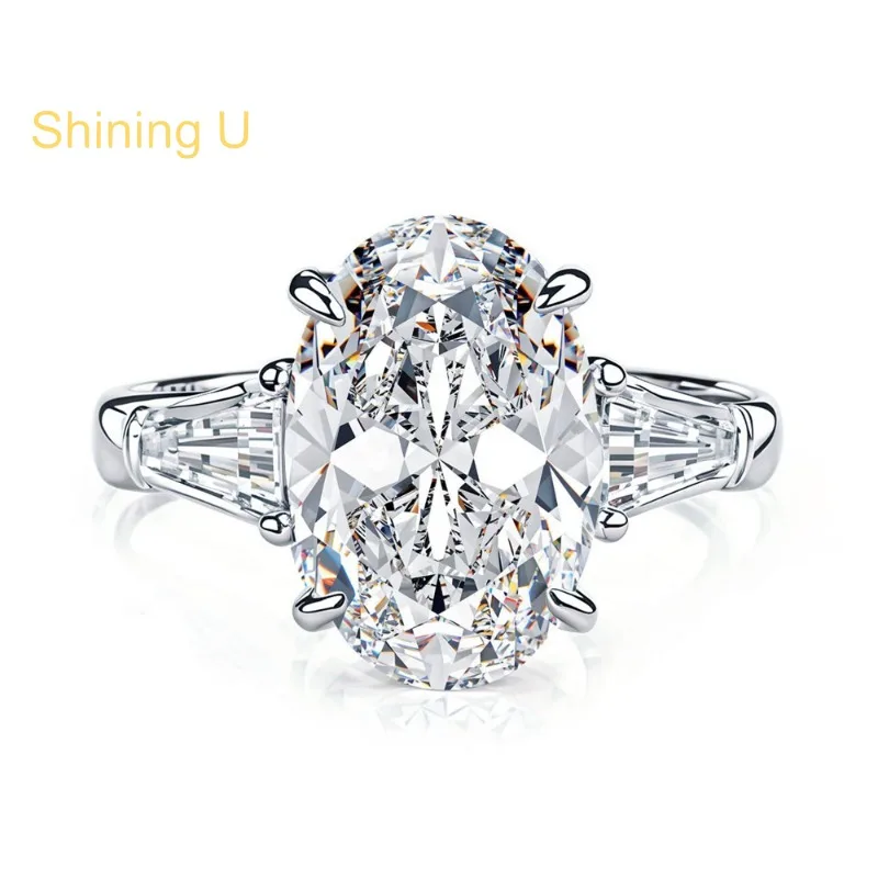

Shining U 925 Sterling Silver 8*12mm Oval High Carbon Diamond Ring for Women Engagement Fine Jewelry