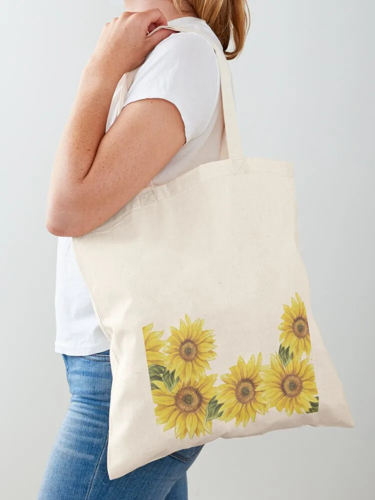 

SUNFLOWERS ON BLACK Tote Bag reusable shopping bag hand bags Canvas shopper bags