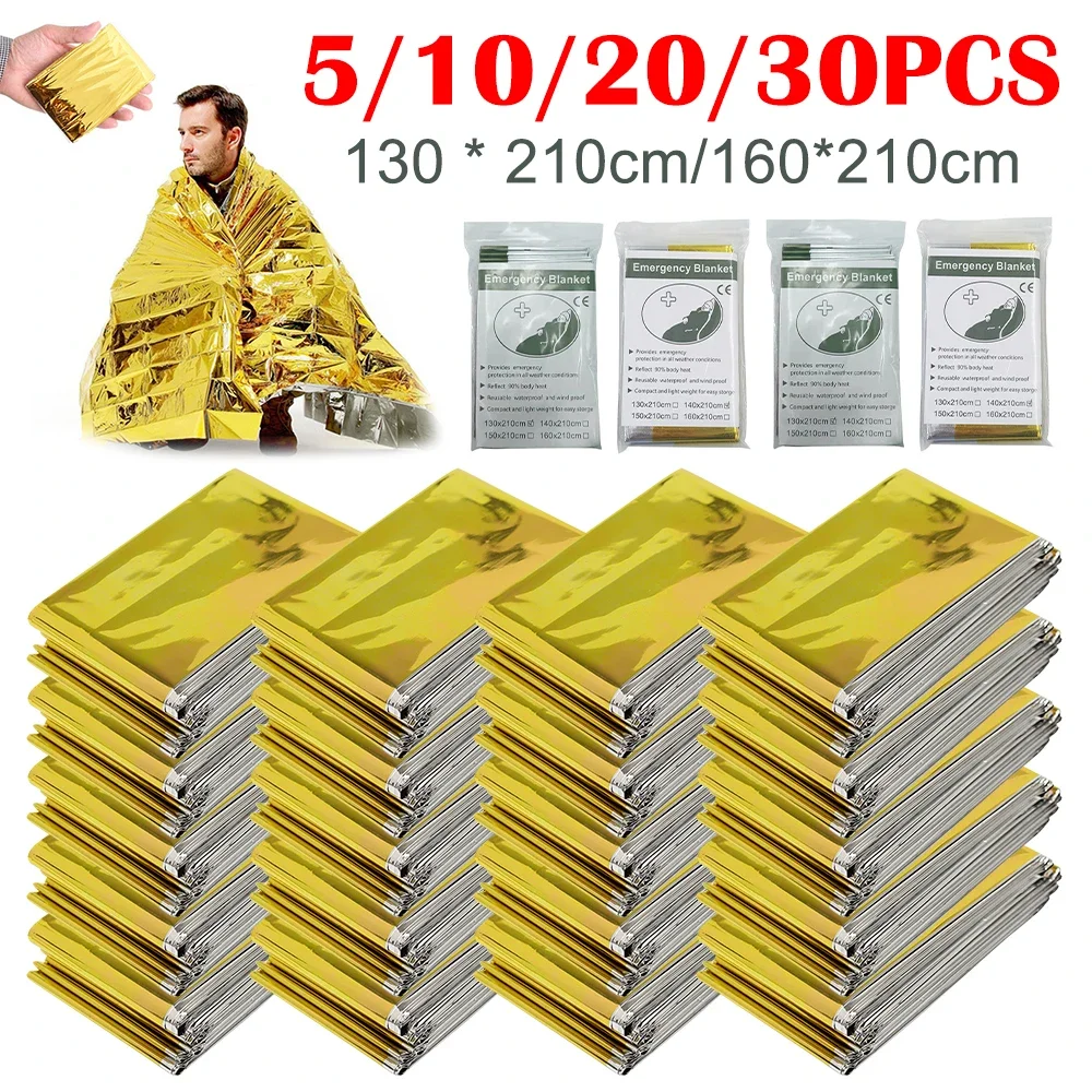 

30-5P Outdoor Emergency Rescue Blanket Thermal Blanket Waterproof Windproof First Aid Curtain Foil Insulation Material 210X160CM