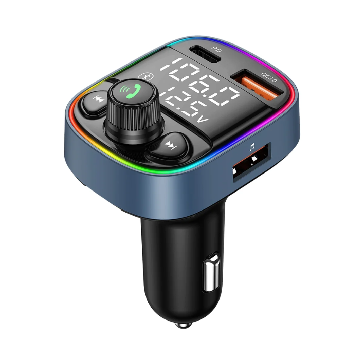 

Car Bluetooth 5.0 Mp3 Player Fm Dual Digital Display Can Connect Two Mobile Phones Car Charger Pd20W+Qc18W Fast Charge