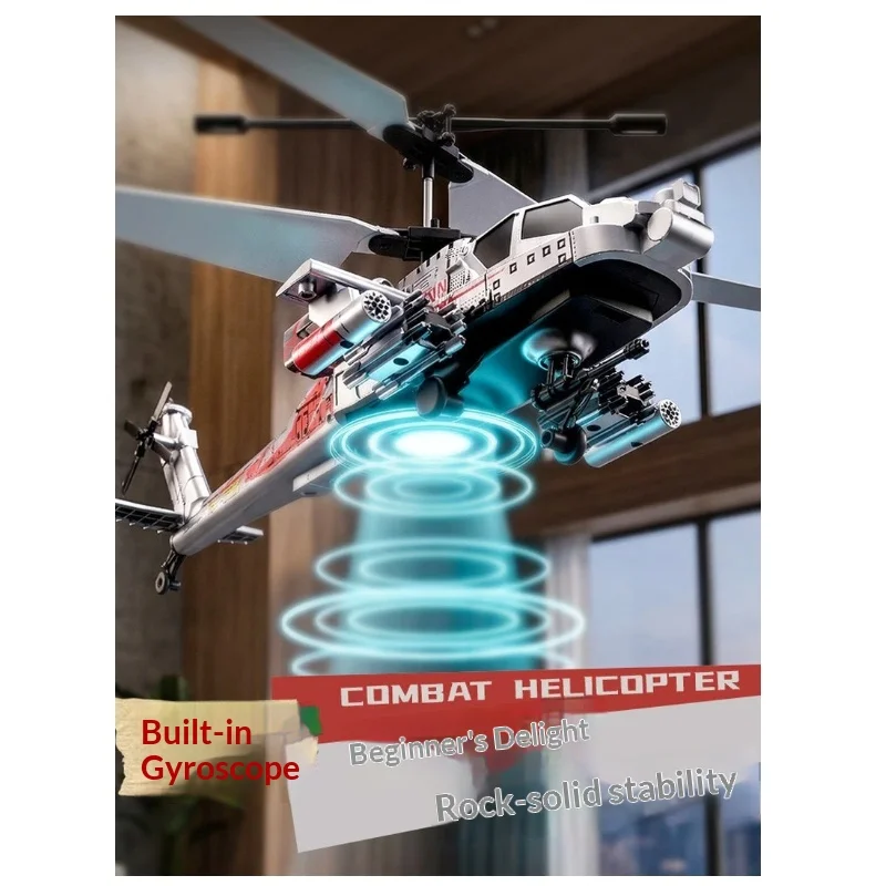 Generic Apache Remote Control Combat Helicopter LED Light Built In Gyro Adjustable Speed Indoor Outdoor Flying Toy