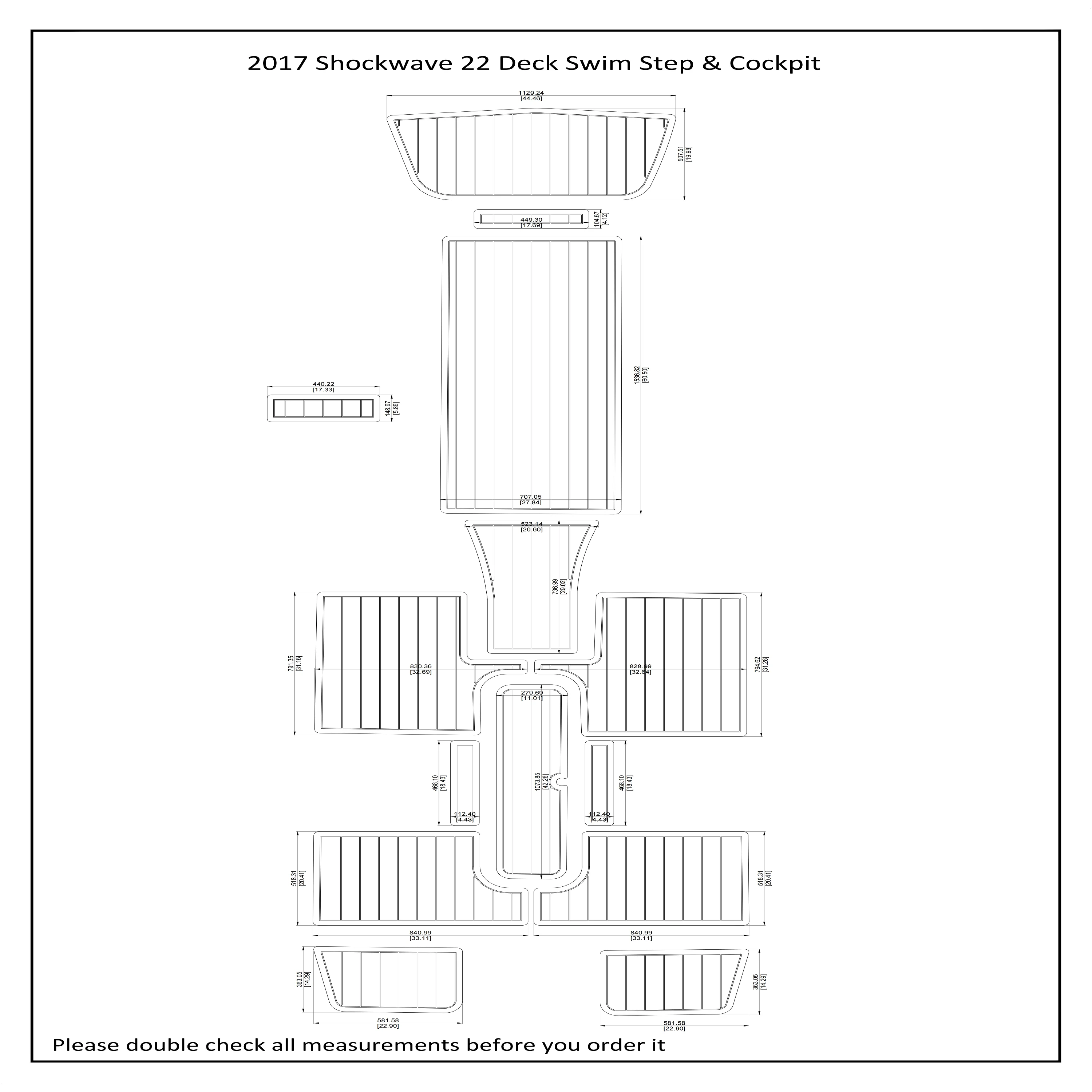 

2017 Shockwave 22 Deck Swim Step Cockpit Boat EVA Faux Teak Deck Floor Pad