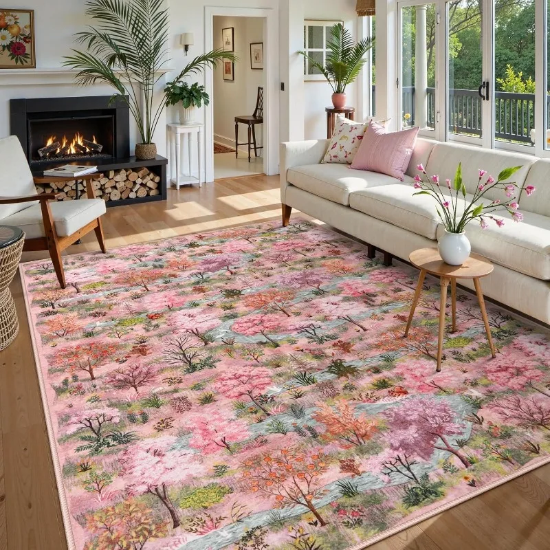 

Forest Print Washable Carpet for Living Room Boho Soft Non-Slip Bedroom Rugs Modern Jungle Sofa Coffee Table Floor Mat 러그 Tapis