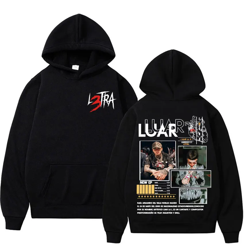 Rapper Luar La L L3TRA Album Cover Hooded Male Harajuku Hip Hop Punk Street Oversized Hoodie Men Women Fashion Casual Sweatshirt