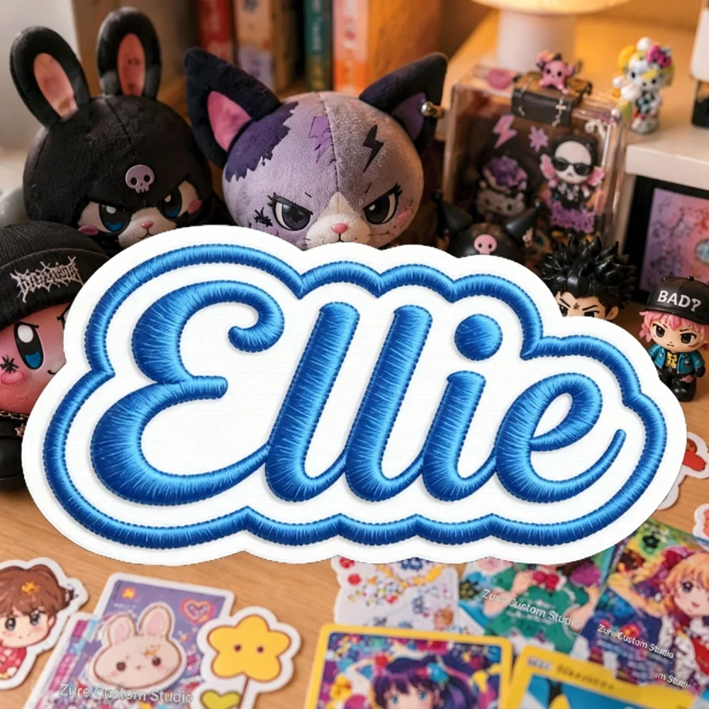 Custom Embroidered Name Patch Irregular Script Font Iron On Personalized Adhesive Back Name Tag 1.38x3 Inch Applique For Clothin
