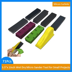 3.5*1inch Detail Sander 70PCS Sandpaper-Grit 400-3000#, Micro Sander Tool for Small Projects Wet Dry for Crafts and Woodworking