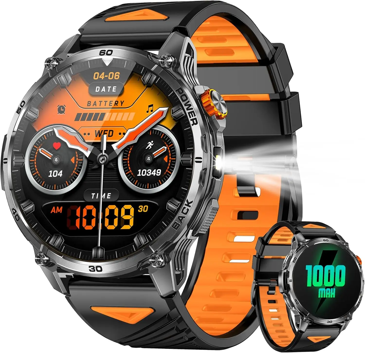 

Military Smart Watch for Men: 1.7" HD Screen, Waterproof, Heart Rate Monitor, 110+ Sports Modes, Compatible with Android/iPhone