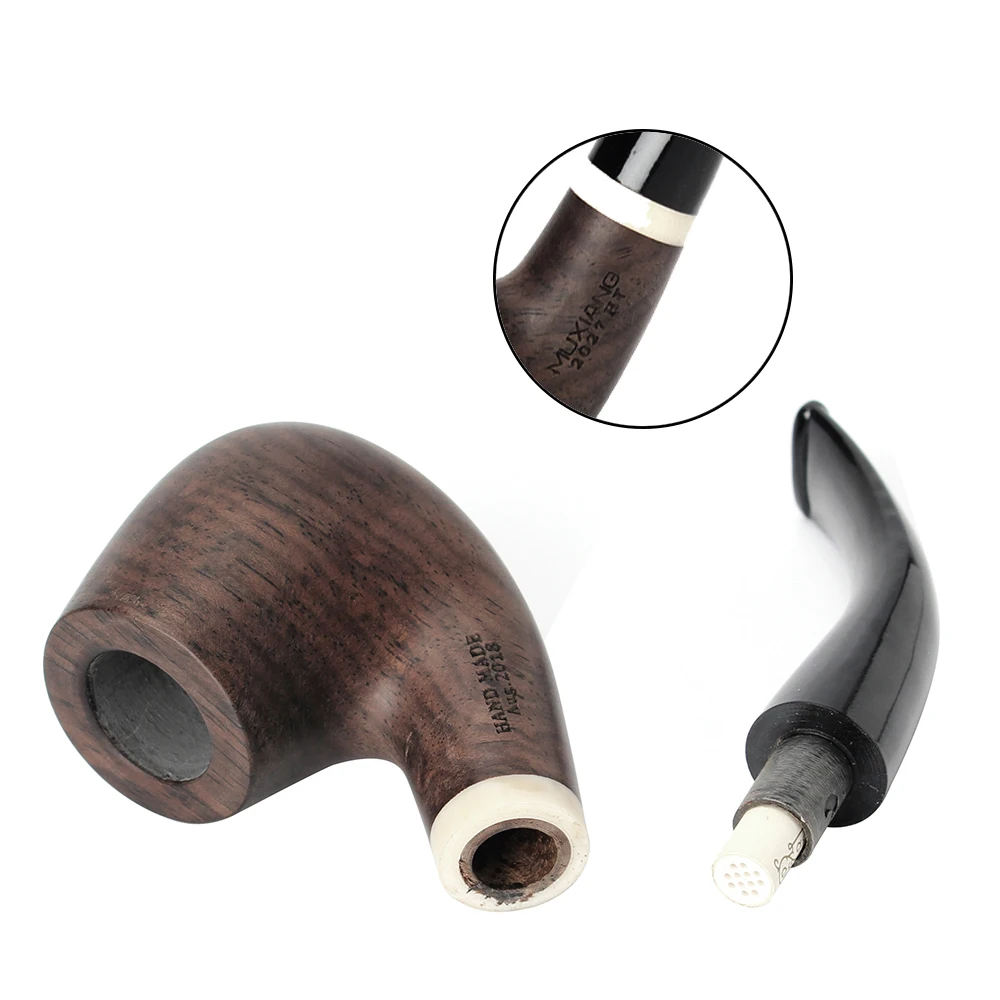 Old Fox Sandalwood Tobacco Bent Pipe Set Accessories 9MM Filter Solid Wood Dry Ebony Smoking Pip With 10 Tools Kits