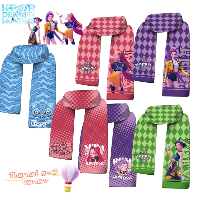 

New KPop Demon Hunters Mira Rumi Zoey Anime Two-dimensional Boys and Girls Creative Warm Scarf for Cold Weather Holiday Gift