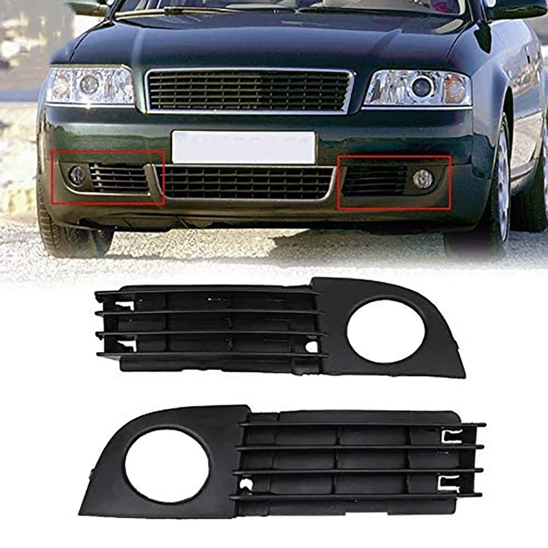 Car Fog Light Lamp Cover Bumper Grill Fit for -Audi A6 C5 2002-2005