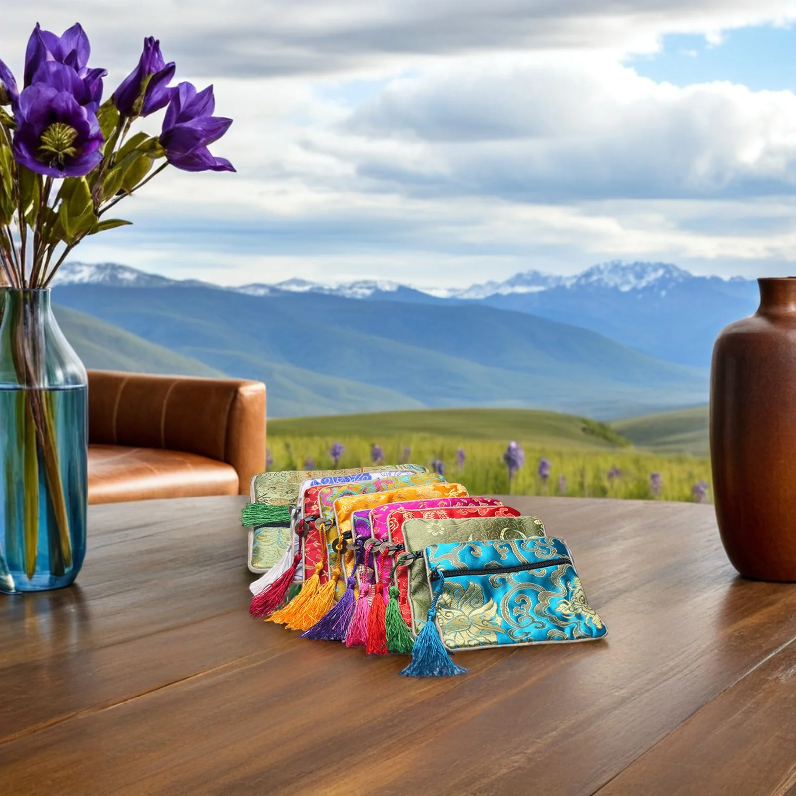 10 قطعة الحقيبة والمجوهرات النمط الصيني الديباج شنطة هدايا لحفل الزفاف لصالح مجوهرات تخزين سوار القرط قلادة الحقيبة