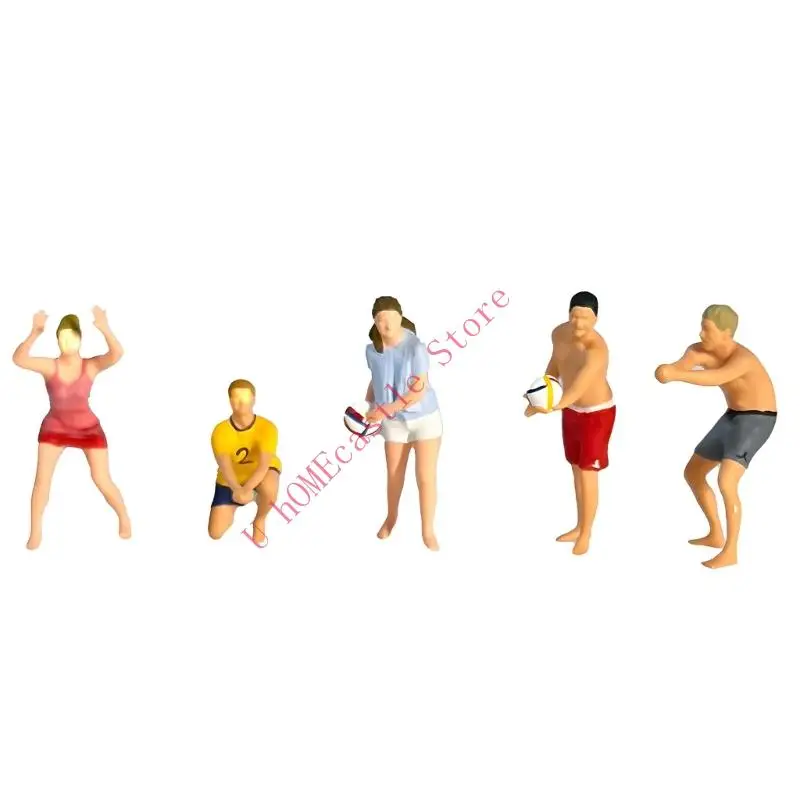 63HF 1:64 Scale Hand Painted Miniature Figure Realistic Miniature People Beach Volley Figure Model for Photography,Collector