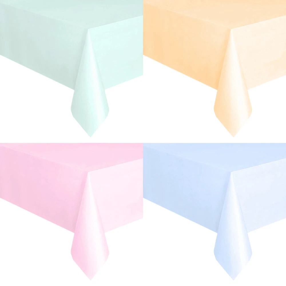 Macaron Color Disposable Tablecloths Solid Color Plastic Party Disposable Cover Baby Shower Wedding Birthday Party Decoration