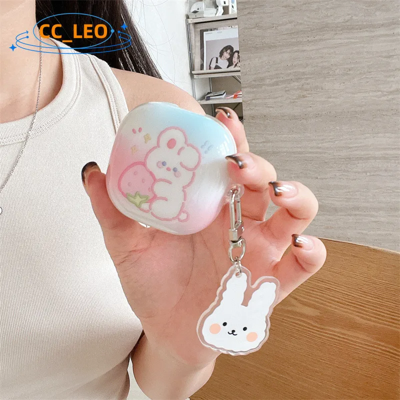 حافظة لهاتف سامسونج جالاكسي Buds Core / Buds FE قلادة أرنب لطيفة لهاتف سامسونج جالاكسي Buds 2 / Buds2 Pro حافظة واقية #4