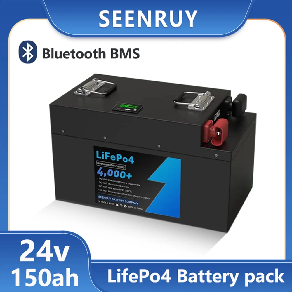

24 В 150 Ач Lifepo4 Аккумулятор глубокого цикла Встроенный BMS Дополнительный Bluetooth для дома на колесах Солнечная энергия Резервное копирование + зарядное устройство