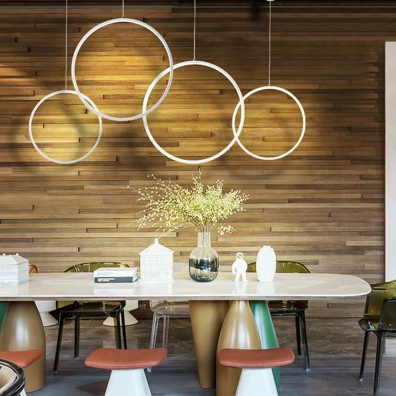 Luxury Modern Aluminum Circle Shaped LED Pendant Lights Indoor Painted Lamps for Living Dining Room Home Decoration Chandelier
