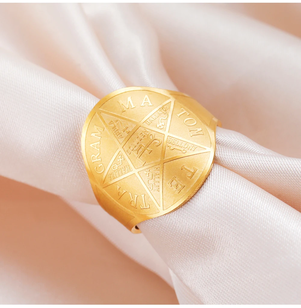 COOLTIME Pentagramm von Solomon Ring aus Edelstahl, verstellbar, übernatürlicher Zauberer, Amulett-Ring, Schmuck, Geschenk für Damen und Herren – Detail 10