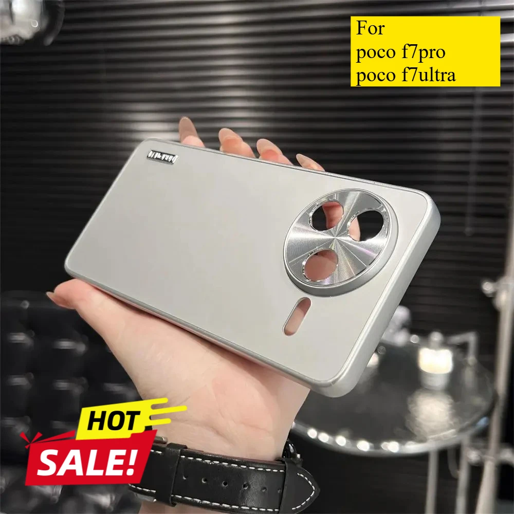 

For Poco F7 Pro Ultra Case Luxury Streamer Frosted Fingerprint-free Metal Lens Back Cover For Poco F7Pro Ultra Shockproof Funda