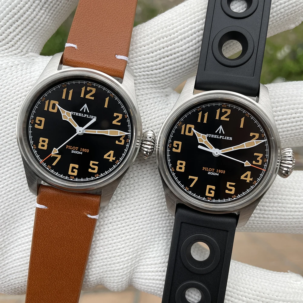 STEELFLIER Offizielle SF740V New Quartz Pilot Series Swiss C3 Luminous 200M Waterproof VH31 Movement Herrenmode Business Watch – Detail 7