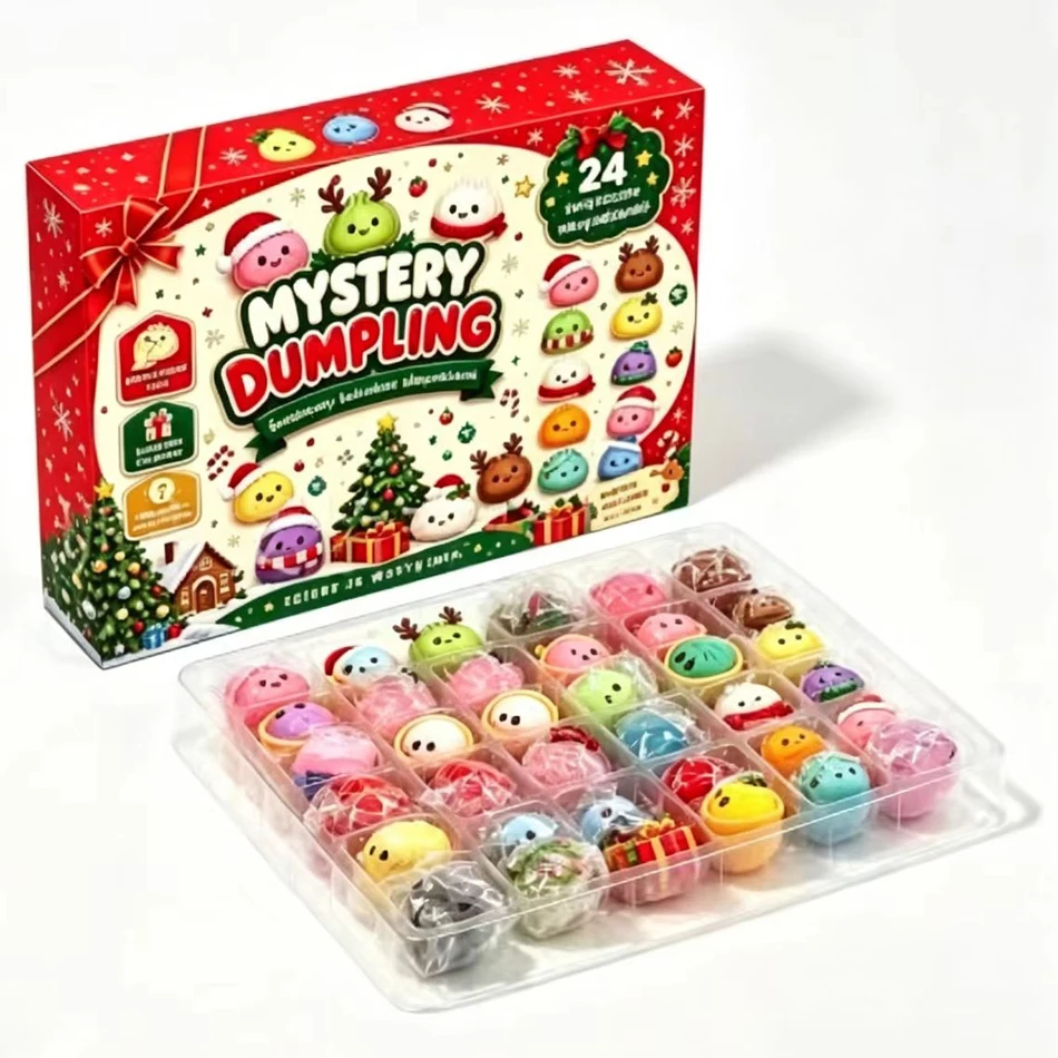 Christmas Dumpling Advent Calendar, Day Countdown Calendar,Cute Dumpling Squeeze Mochi Fidget Toy Blind  for Kids Christmas Gift