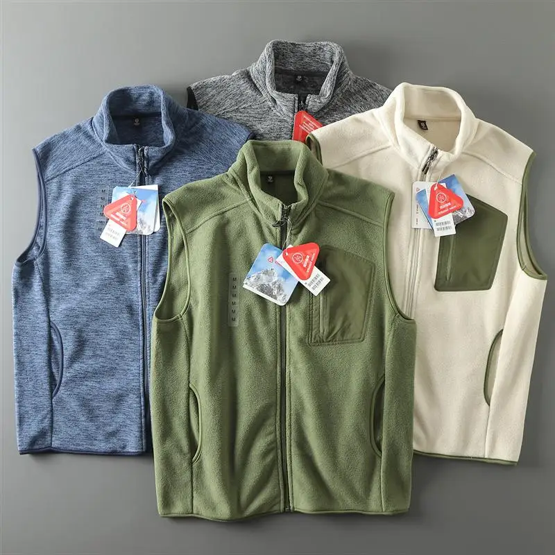 

Двусторонний теплый повседневный свободный мужской жилет с воротником-стойкой, модный городской стиль, приталенный крой, молодежный осенний топ