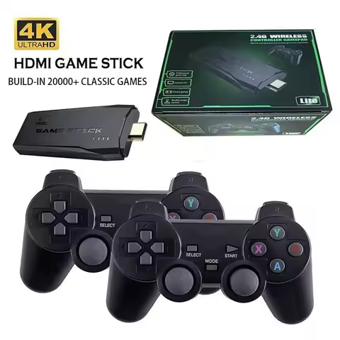32/64GB Wireless Controller Game Stick 2.4G Video Game Console Dual 4K 10000 Games Retro Games for PS1/GBA Boys Christmas Gift