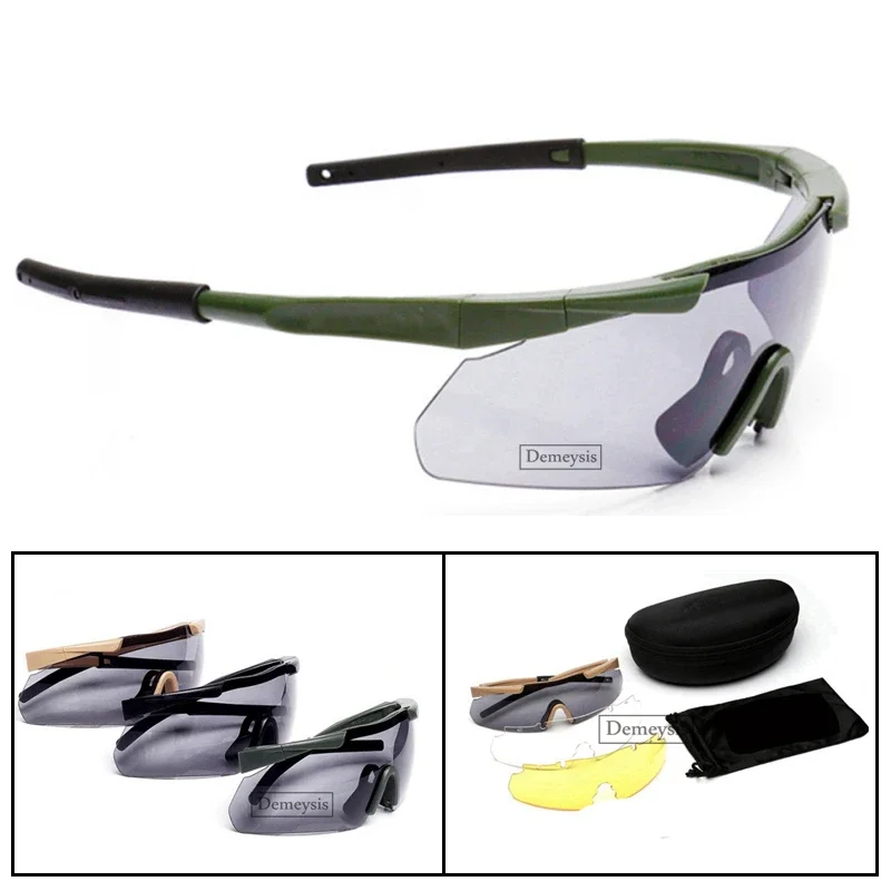 

Tactical Glasses Shooting Bullet-proof Sunglasses with 3 Lens Men Hiking Eyewear Motorcycle Gafas