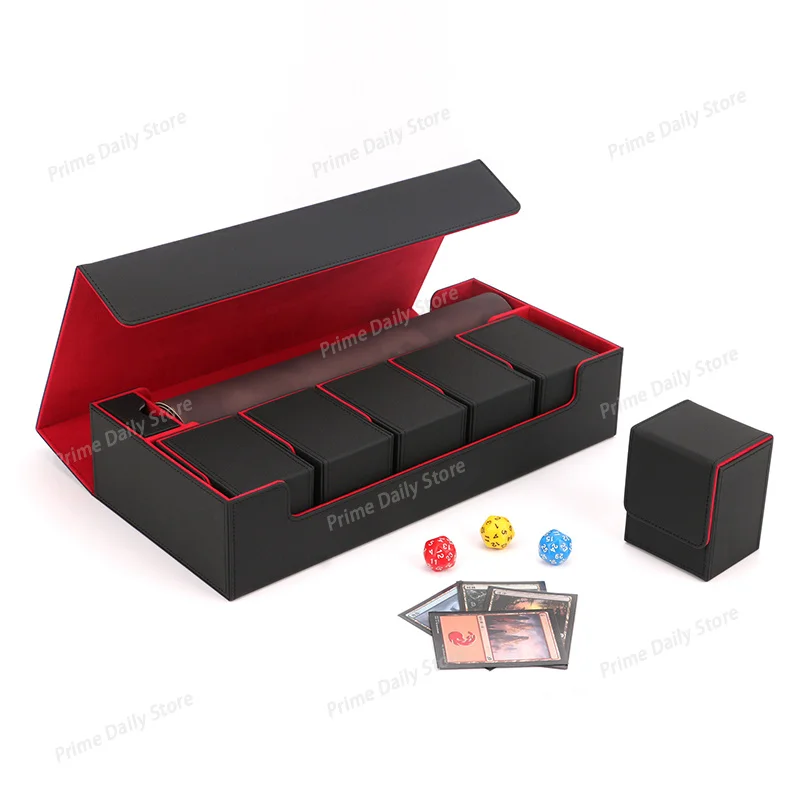Large Capacity PU Leather Card Storage Case, Magnetic Flip Design, Multi-purpose Organizer for Anime Cards & Board Game Cards