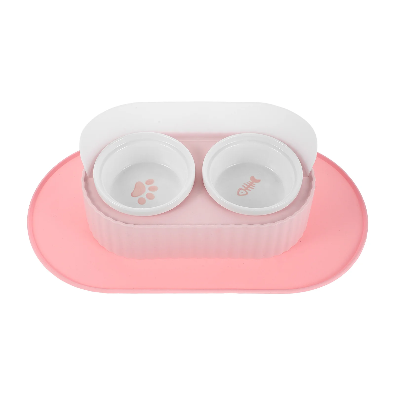 

1Set Ceramic Cat Bowls Double Elevated Stand Mat Non Slip Stable Splash Proof Pet Food Water Feeder Cat Dishes and Bowls Raised