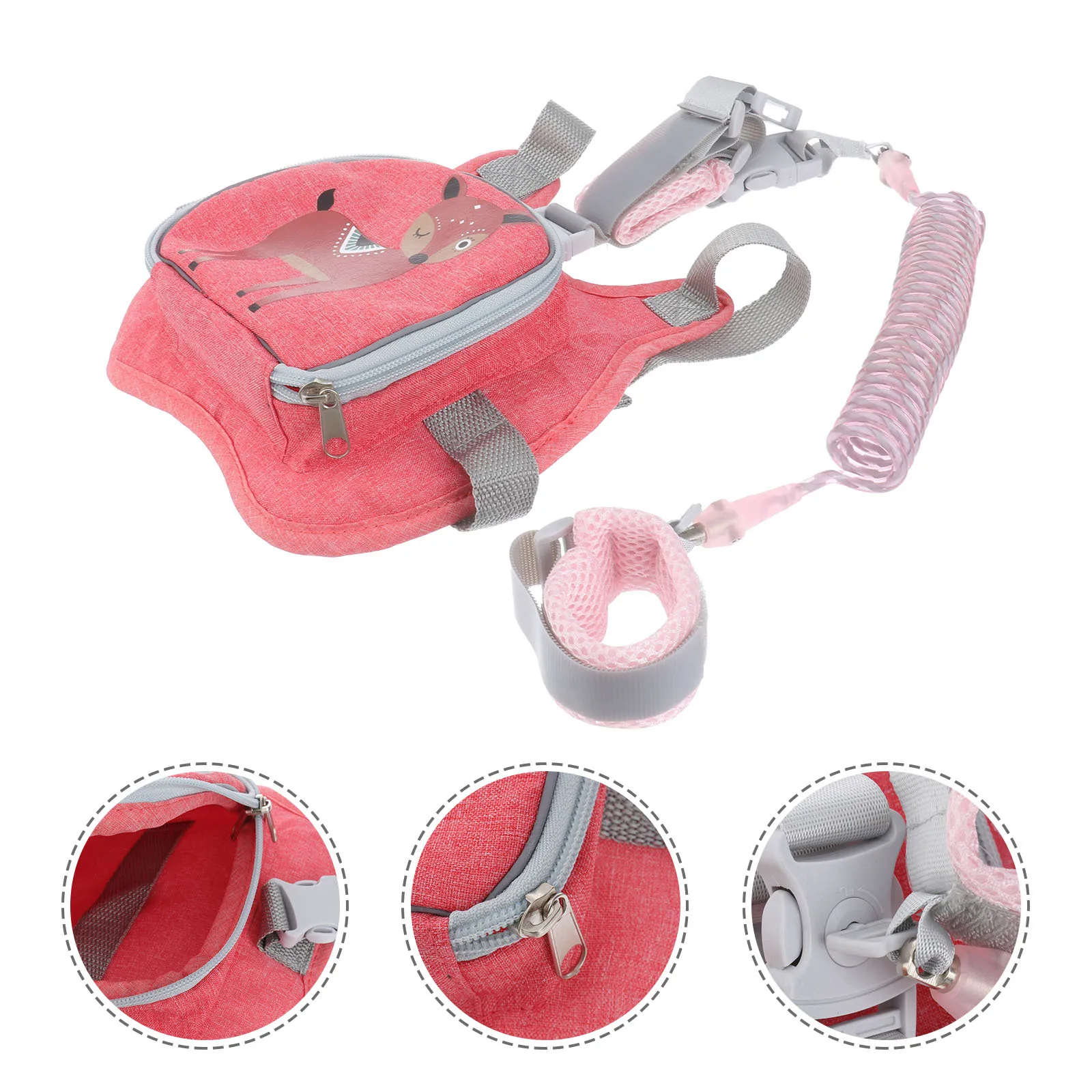 สายจูงกันหลง 2 เมตร สำหรับเด็ก สายรัดนิรภัยแบบปรับได้ สะท้อนแสง สำหรับเด็กวัยหัดเดิน เด็กอายุ 6 เดือน ถึง 10 ปี สีชมพู สำหรับเด็กเล็ก