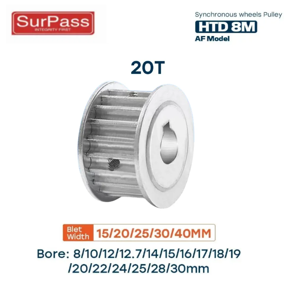

20Teeth HTD 8M Synchronous Pulley Bore 8-30mm Teeth Pitch 8 mm Slot Width 16/21/27/32/42 mm For 15/20/25/30/40mm 8M Timing Belt