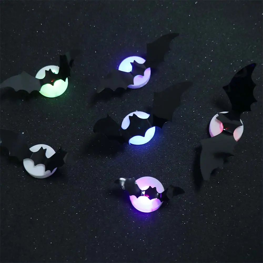 

Door Stickers Luminous LED Bat Wall Stickers PVC Black Halloween Bat Stickers Party DIY 3D Wallpaper Decal Room Decoration