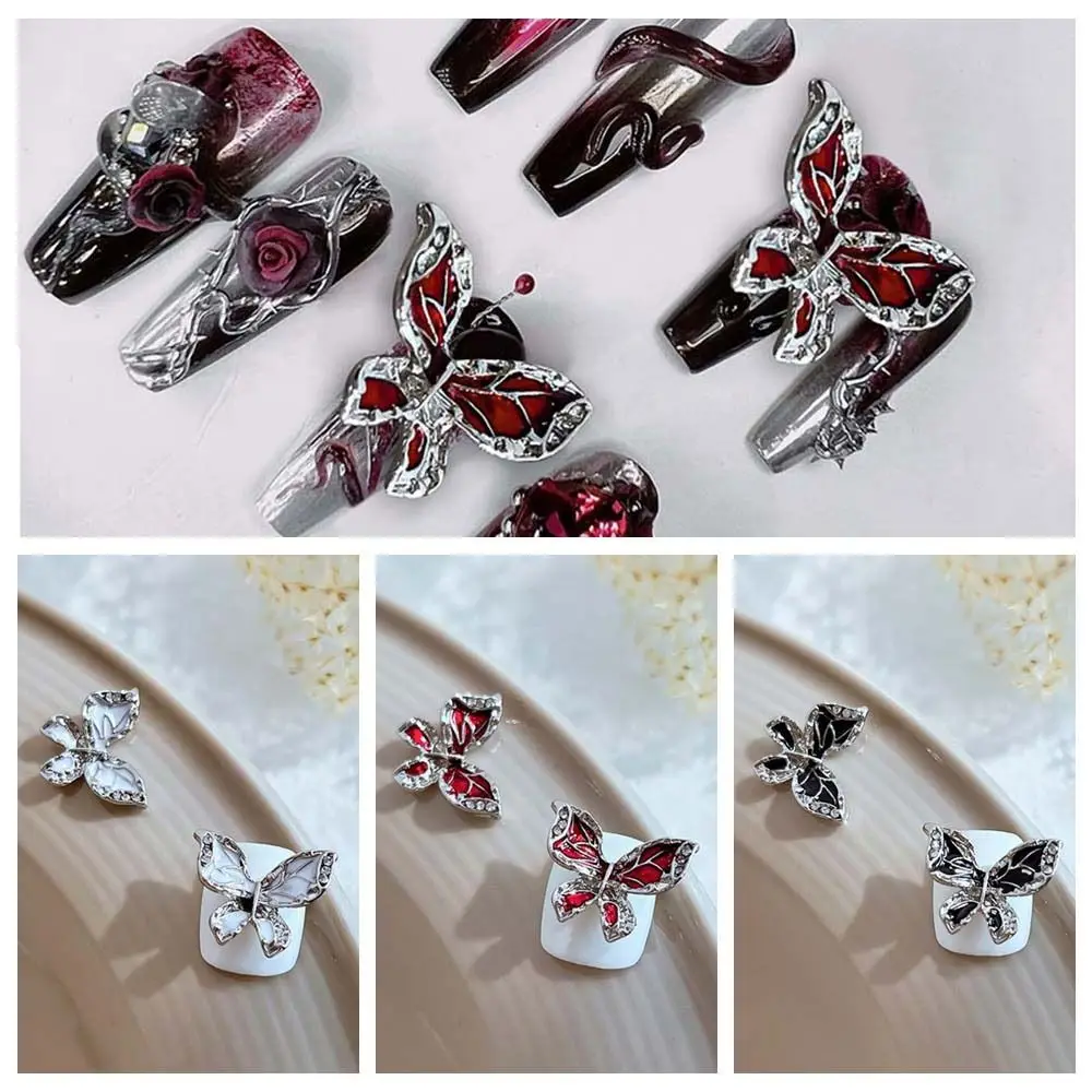 2 teile/satz Nagel liefert Schmetterling Nagel Dekorationen Metall Nagel Charms Maniküre Ornamente Schmetterling Nagel Strass