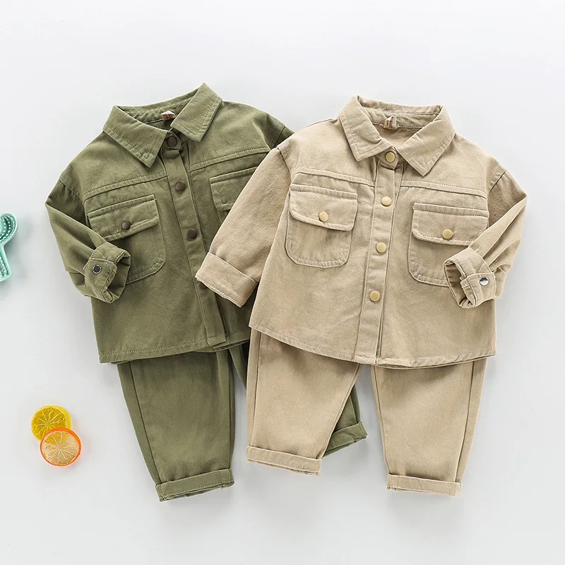 1186 Baby Clothing Set 2026 Autumn Spring New Boy's Suit Shirt Coat+Pant Cool 1-7Years Kid's Two-piece Suit