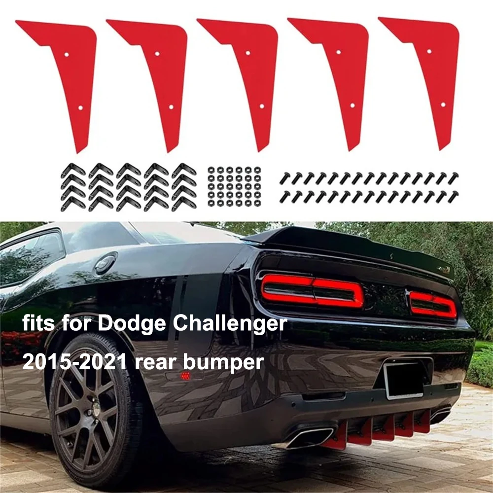 Rear Diffuser V3 5 Fins Set for Dodge Challenger 2015-2022 Rear Bumper Rear Bumper Diffuser Shark Fins Exterior Accessories Part