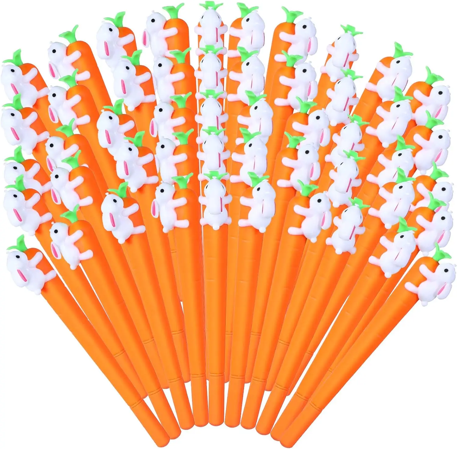 

24 Pcs Carrot Bunny Carrot Rabbit Gel Ink Pens Gift 0.5Mm Cartoon Cute Kids School Office Home Easter Party Decoration