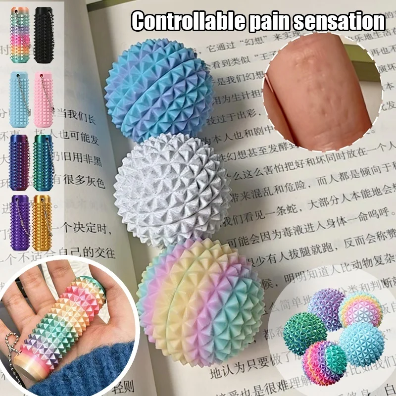 3D Printed Multi-Thorn Ball Reduce Stress Roller Keychain Novelty Light Pain Sensation Sensory Toy Hand Massage Anxiety Relief