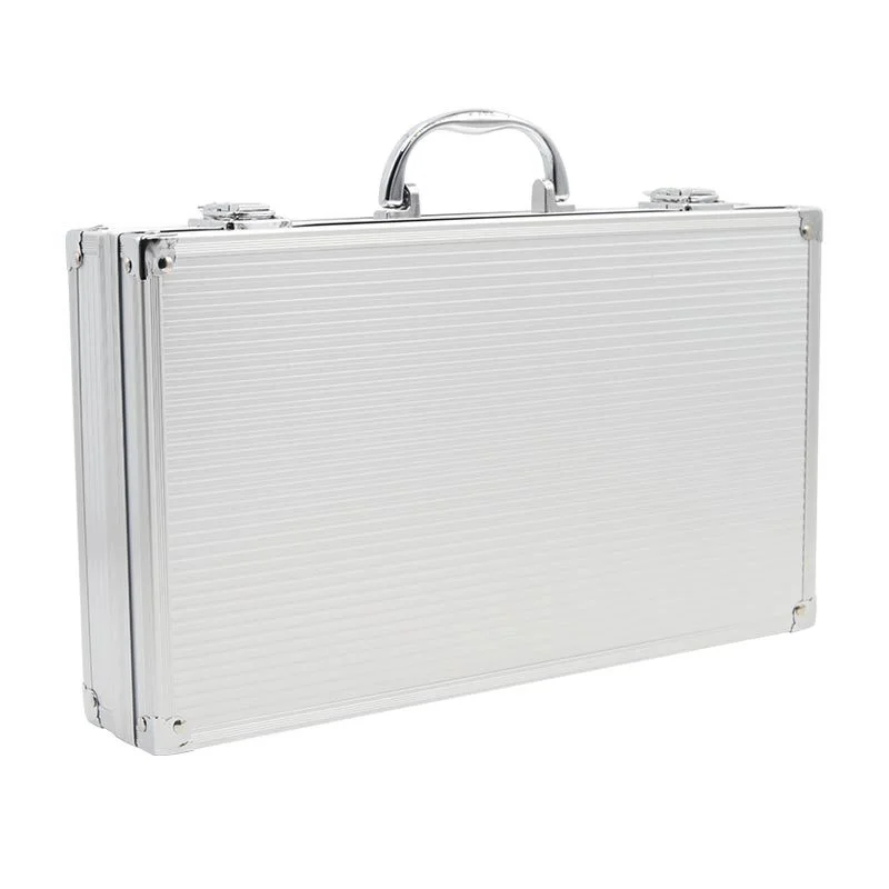 

Silver Suitcase With Lock Aluminum Toolbox Electric Tool Box With Foam Sturdy Hard Case And Flight Case Household Storage Box