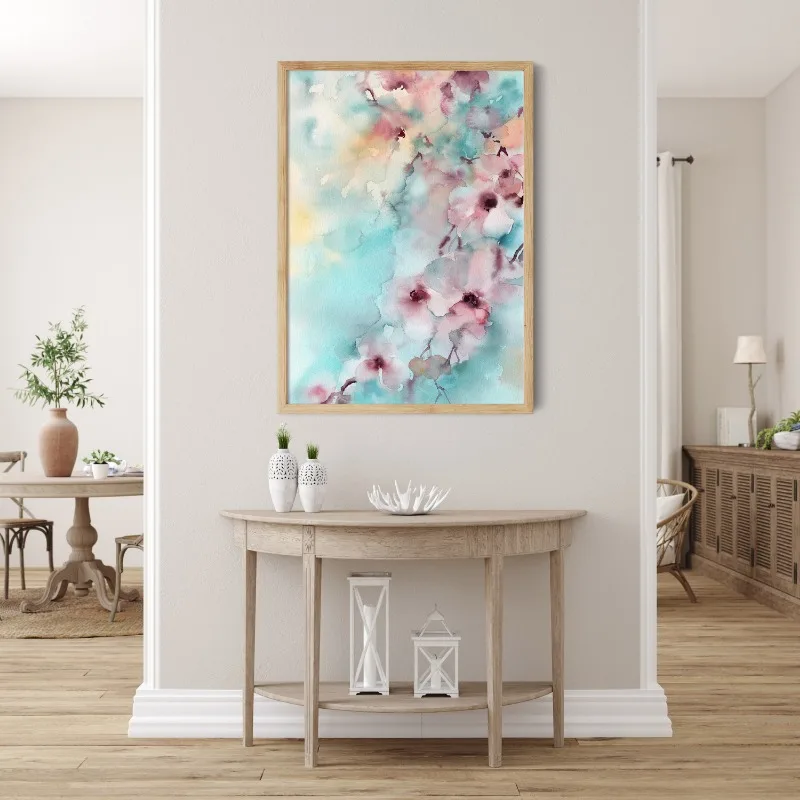 Boho Botanical Wall Art Watercolor Cactus Almond Sunflowers Abstract Prints Set Modern Canvas Nature Decor Calm Home Living Room