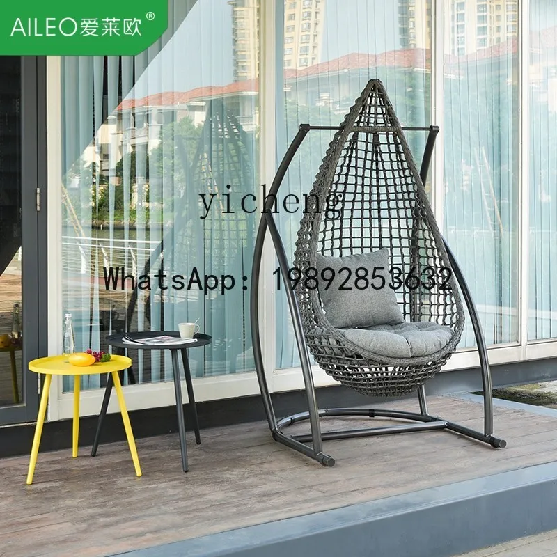 X2  Outdoor Swing Garden Rattan Chair Hanging Basket Balcony Modern Rattan Cradle Home Lazy Princess Hanging Chair