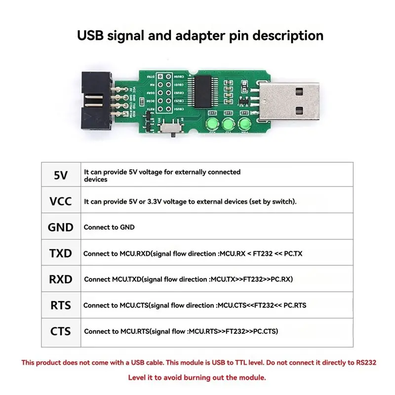 B27B USB To TTL Converter Board Serial UART Module FT232RNL Communication With Flash Downloader With 4P Cables