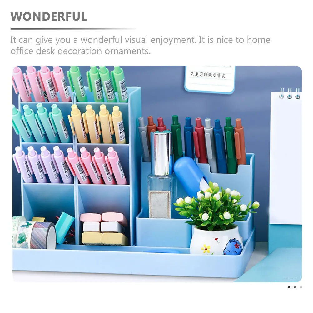 Plastic Desktop Pen Holder Combined Design Multi-Grid Pen Organizer Office Stationery Storage Desktop Pencil Organizer