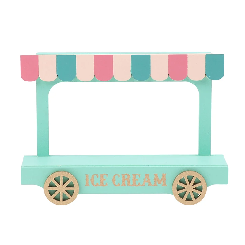 1:12 Dollhouse Miniature ไม้ Ice Cream Van ชุด Aksesori Perabot สำหรับแต่งบ้านตุ๊กตาฉาก Prop เด็กของเล่นของขวัญ